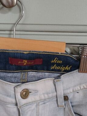 7 For All Mankind Light Blue Slim Straight Jeans